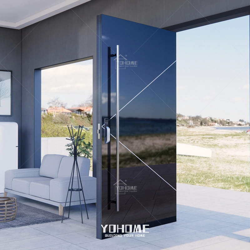 Italienische Luxus-Design Edelstahl Eingangstür Außen Sicherheit Front Drehtür Moderner Eingang Schwarz Aluminium Drehtür