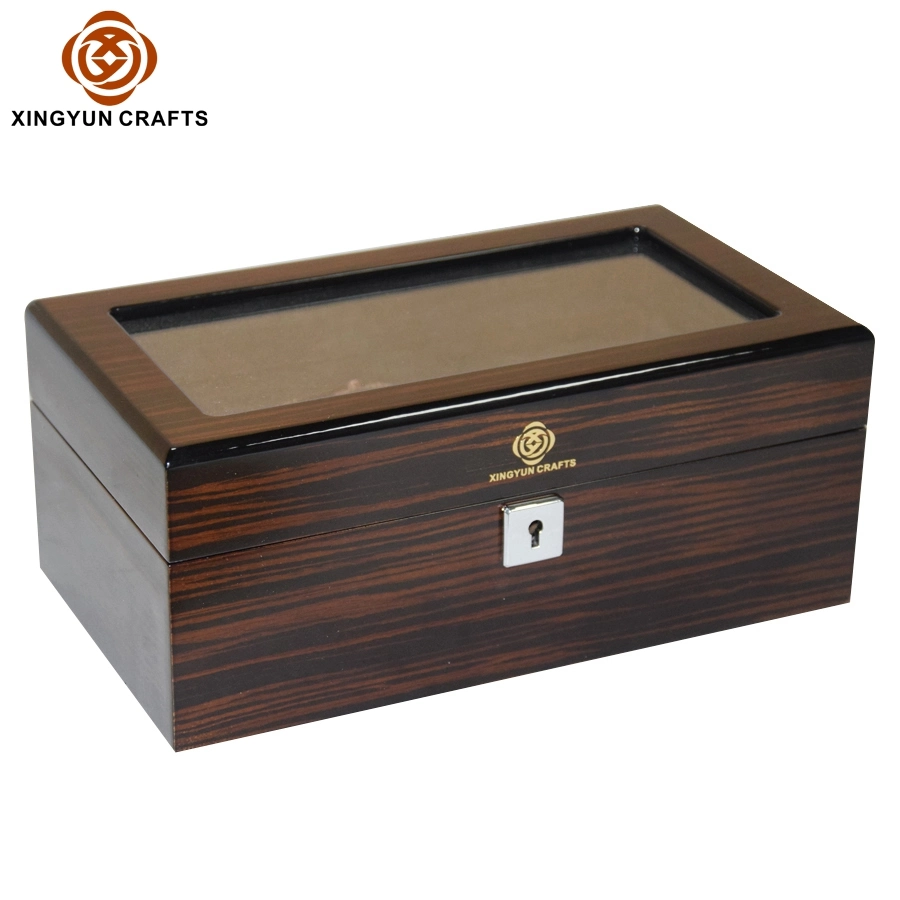 Noble and Elegant Black High- Glossy Box Piano Lacquer Wooden Package Box Watch Packing Case