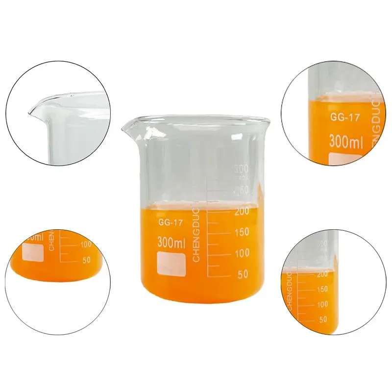 Vidrio de laboratorio 50ml 250ML 500ml 1000ml resistente al calor de medición de cuarzo cristal Vasos de precipitado de graduados forma Baja el vaso a la venta