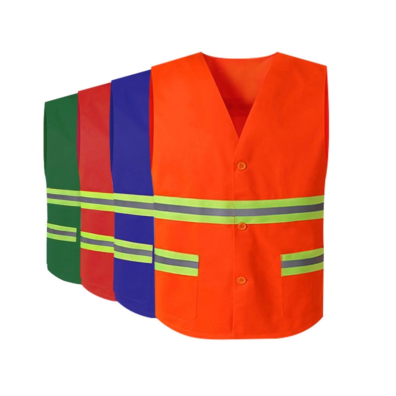 Customized 100% Polyester Road Construction Uniform Hi-Vis Reflective Safety Vest