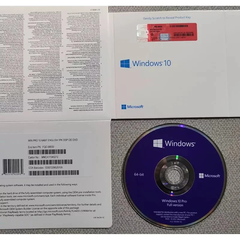 Microsoft Windows 10 Professional 64 Bit OEM DVD Package Activation Online Windows 10