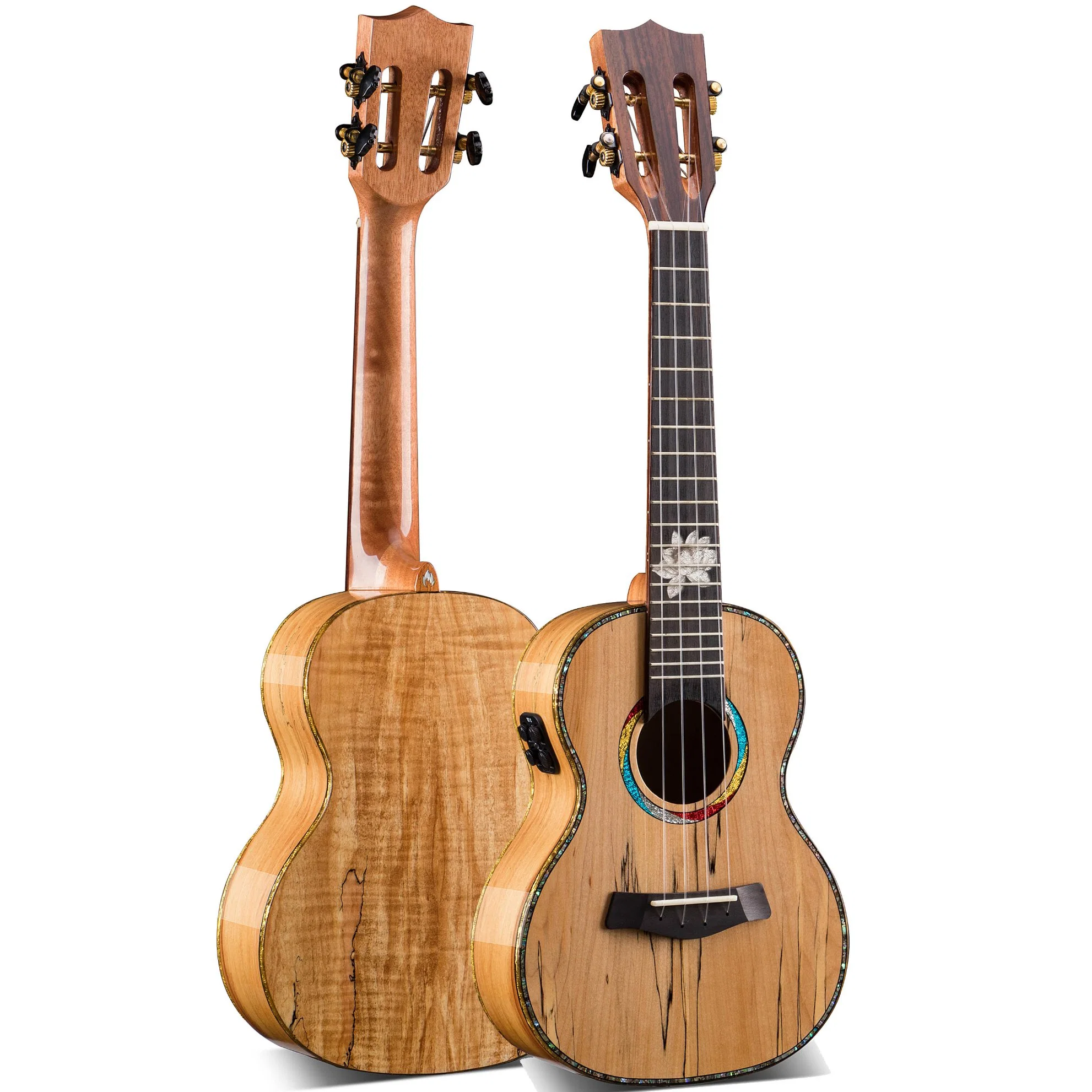 Qte OEM de alta qualidade Atacado 24 polegadas cheio sólido Quited Maple Ukulele