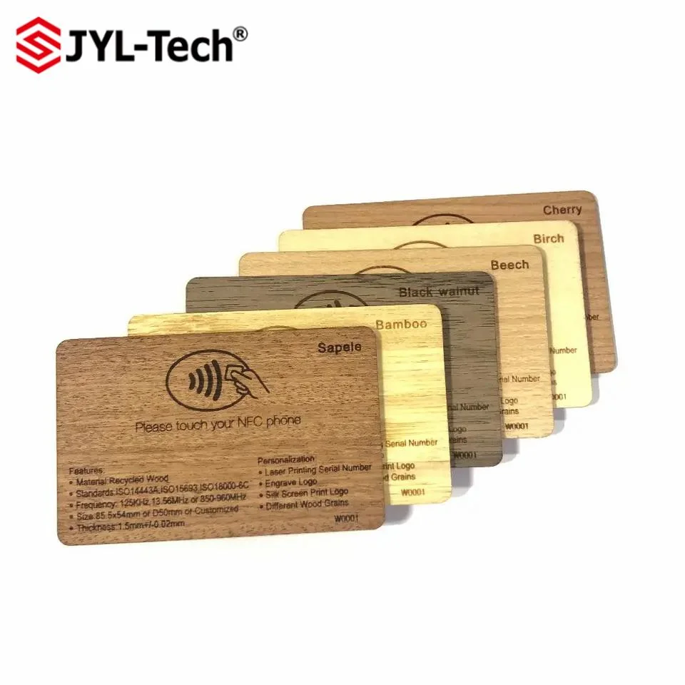 Eco-Friendly MIFARE Classic 1K/FM08 Contactless NFC Wooden Hotel Cards RFID Smart Bamboo Card
