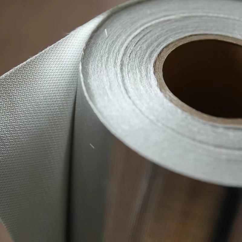 Thermal Foil Insulation Vapor Barrier Aluminum Foil Laminated Fiberglass Fabric Alu Fiberglass Fabric Alu Foil Flameproof Fabric Zero Perm Foil