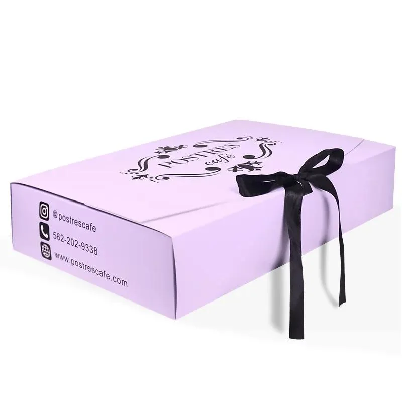 Hot Sale Recyclable Customized Cosmetic Gift Pink Art Paper Packaging Box with Bowknot