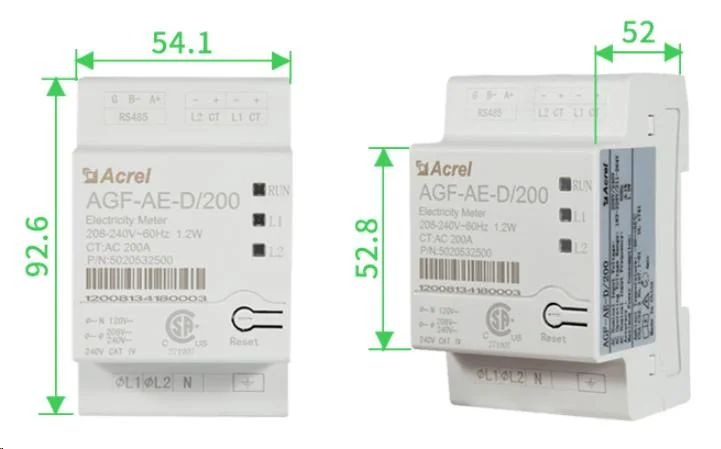 Acrel Agf-Ae Series Agf-Ae-D/200 Solar Inverter Energy Meter Single Phase Three Wire with 2 Cts UL Certificate