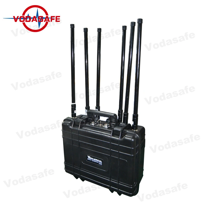 100m Coverage Mobile Phone Jammers with 80W Output Power and Draw-Bar Box Design