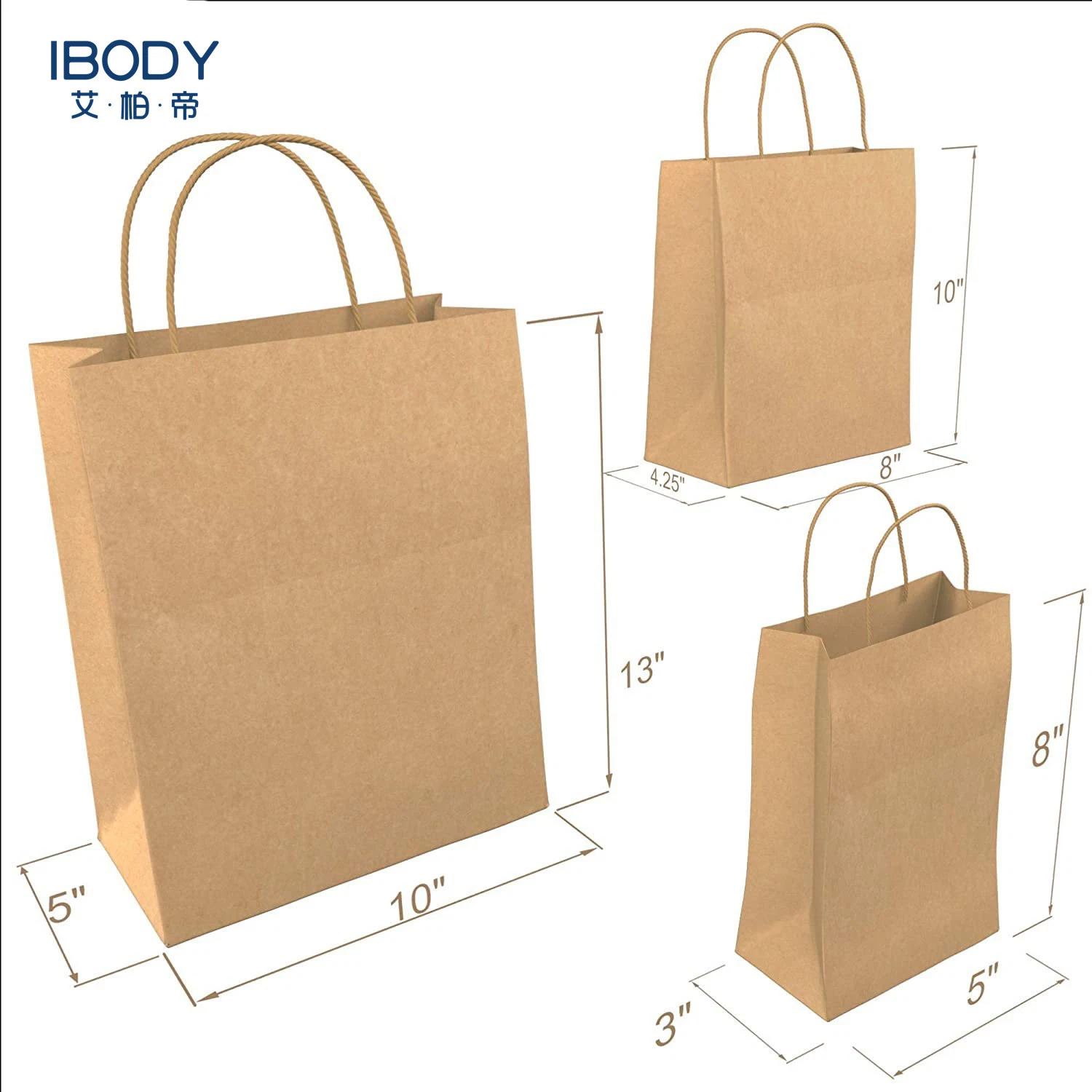 Bedrucktes Papier Flachgriff Snack Food Verpackung Stand Up Kraft Papiertasche Papiertaschen mit Logos