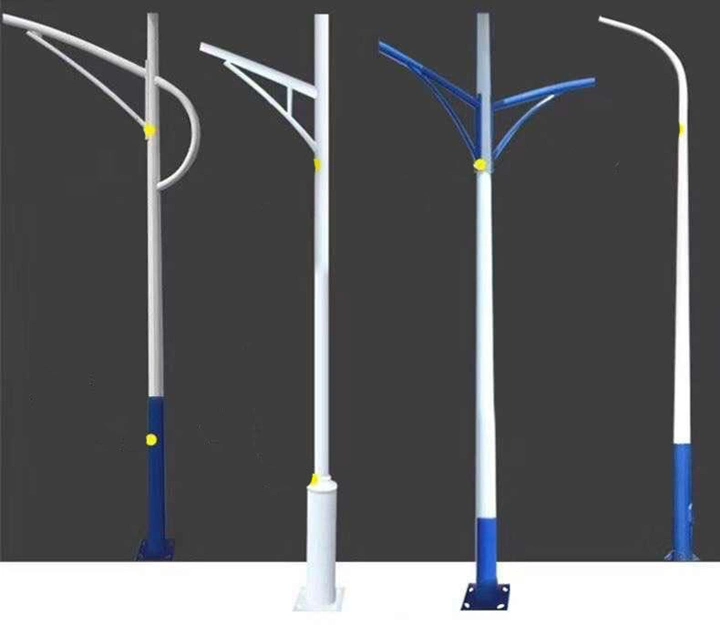 Hepu 5m 6m 7m 8m 9m 10m 11m 12m Q345 Q235 Single Double Arm Conical Octagonal Street Light Pole, Hot DIP Galvanized Powder Coated Street Light Lighting Pole