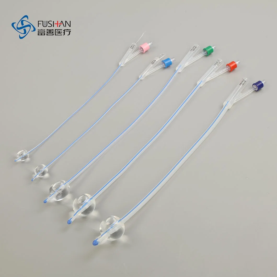 Medical Urine Collection Bag Suitable All Silicone 2 Way Foley Catheter Pediatric and Adult Size with CE and ISO 13485 with X Ray Line 6fr~24fr