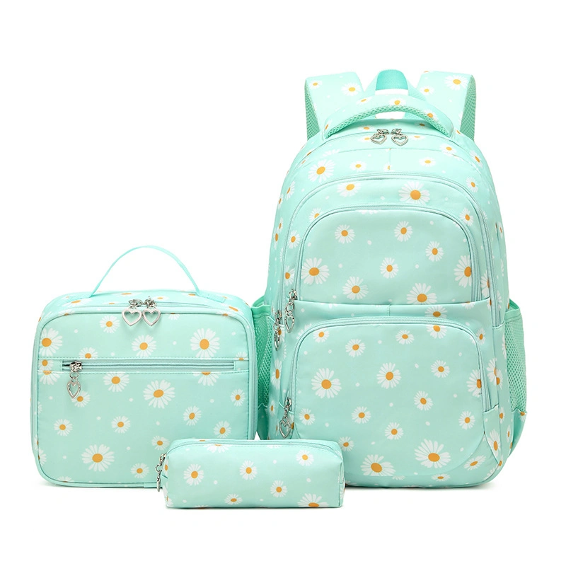 Ensemble trois pièces Fashion Girl imperméable primaire enfant école sac pour étudiant Sac à dos avec déjeuner et sac à crayons