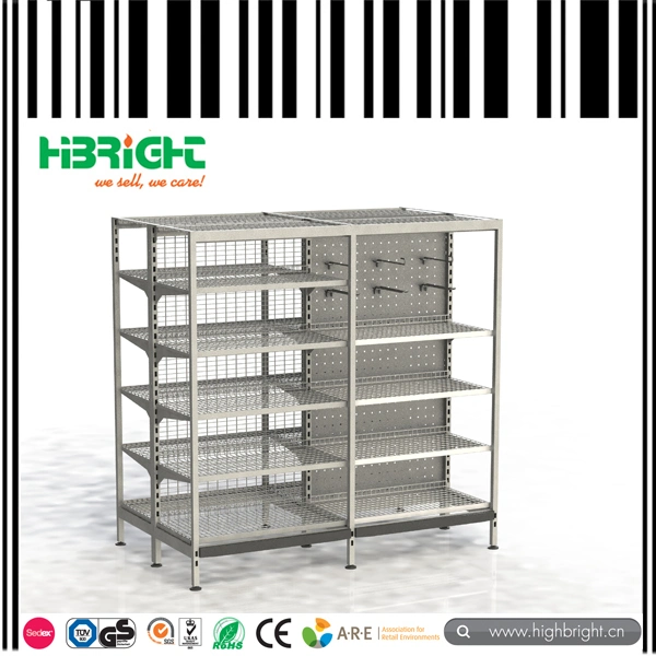 Supermarket Double Sided Display Multilayer Gondola Metal Shelf