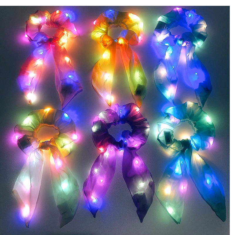 LED Luminous Ribbon Headband Night Light Hair Rope Dynamic Fashion Hair Accessories