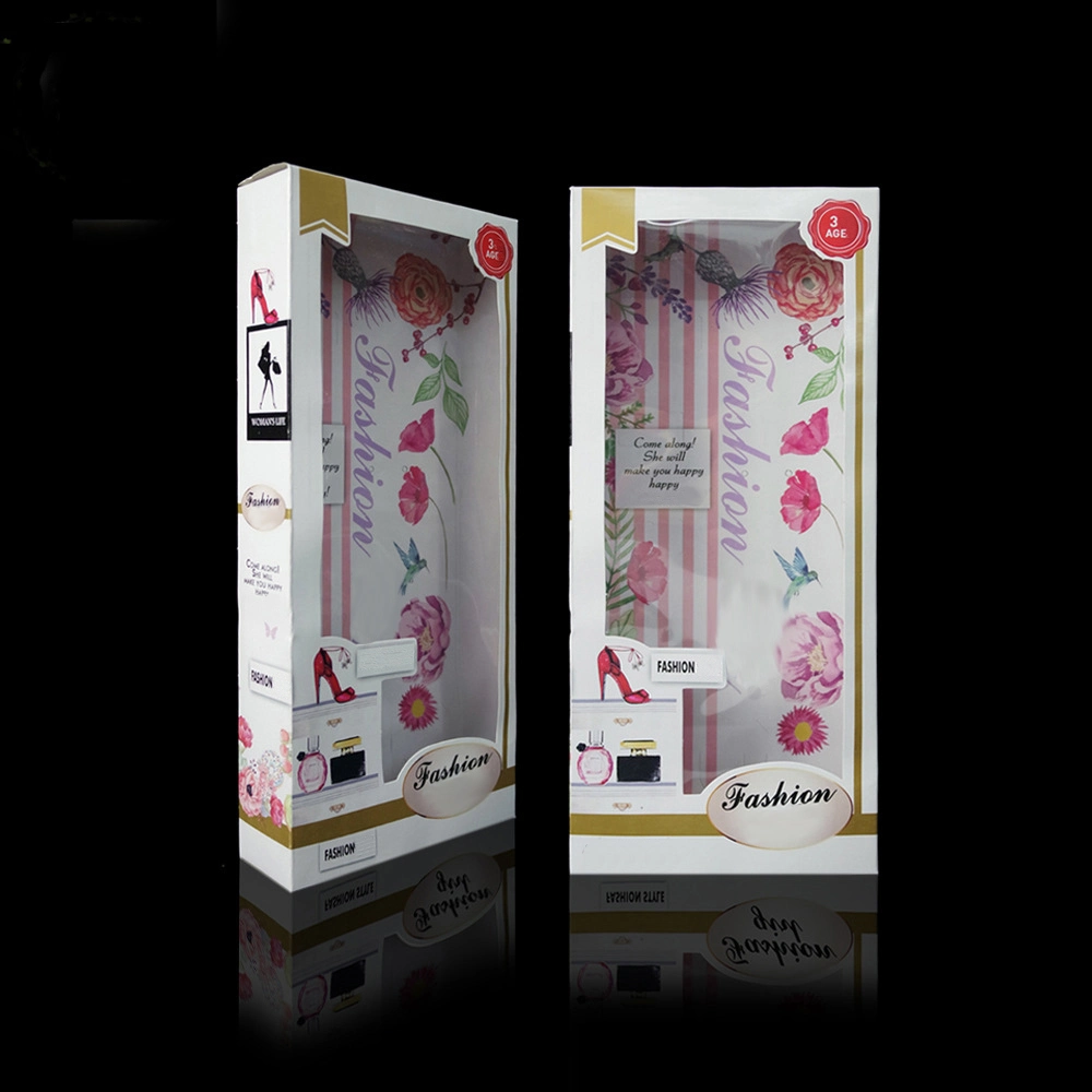 Exquisito las muñecas Barbie Toy de papel cajas de embalaje de cartón con ventana transparente