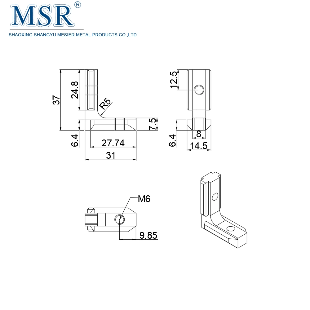 Steel Zinc Plated 30f Die Casting Zinc Connector Aluminium Parts for Industrial Usage (3030)