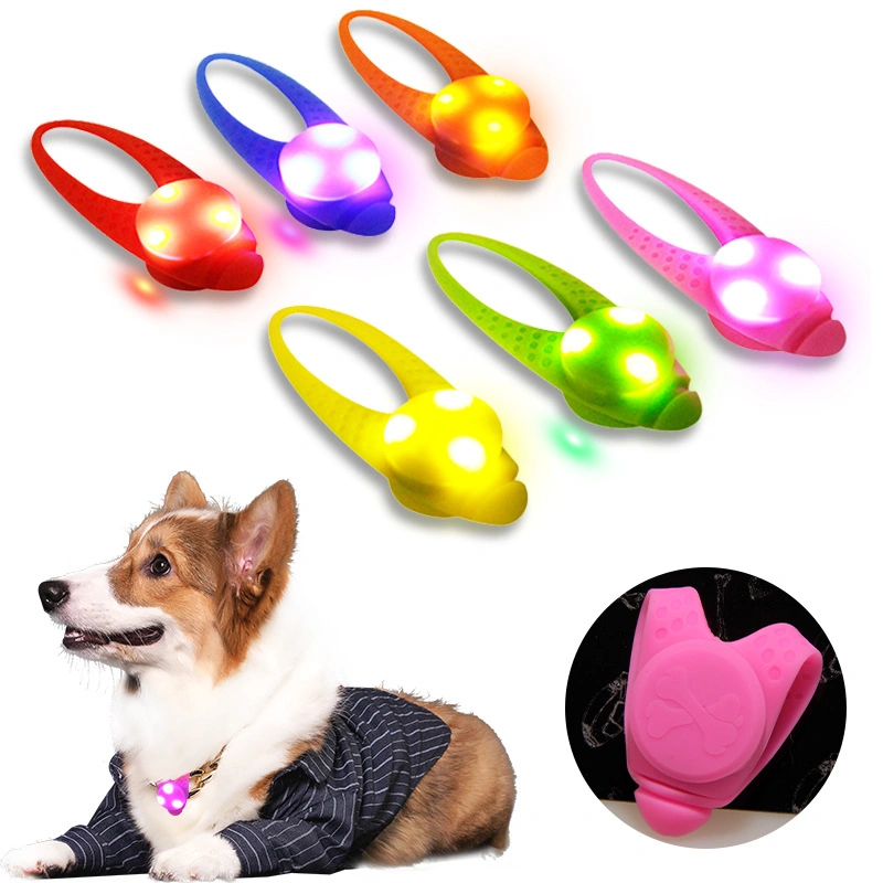 PET suministros LED Dog silicona USB recargable Color Light Anti-Lost Colgante de cuello