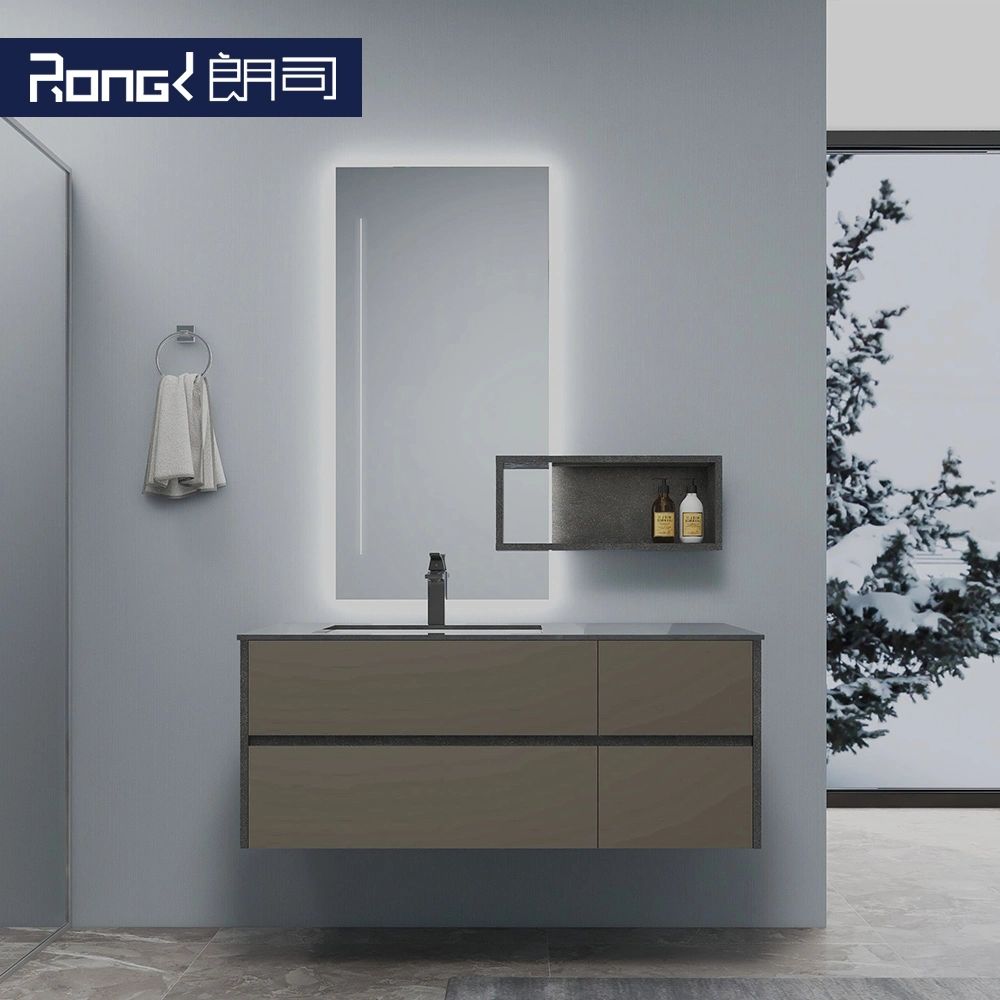 Solid Wood Modern Simple Wall Mountained Combination Bathroom Cabinet