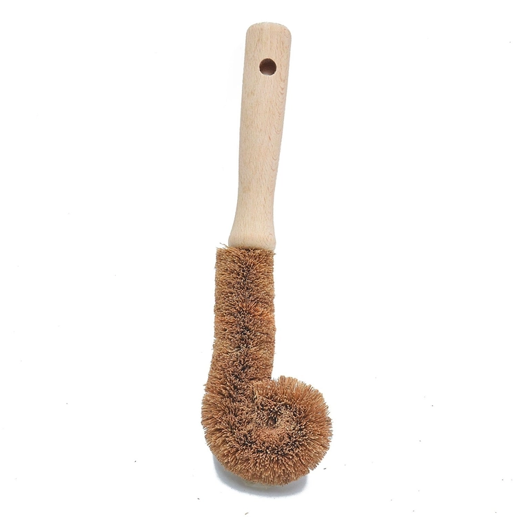 Eco-Friendly Natural Fibre Wood Bottle Floor Vegetable Dish Bottle Pot Brush Sisal Cleaning Brush