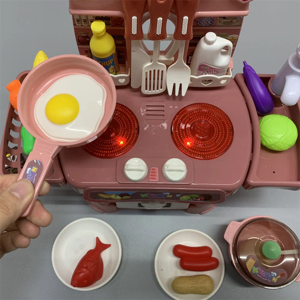 Creative Birthday Kindergarten Gift DIY Girls Pretend Role Play Simulation Food Cookware Mini Kitchen Toys Real Cooking Set Kitchen Electric Toy