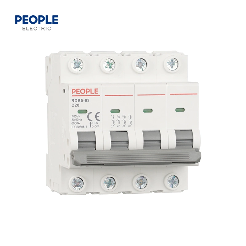 People Rdb5-63 C20 4p Premium High quality/High cost performance  Overvoltag/Undervoltage AC/DC Protector Miniature/Mini Circuit Breaker C65 2p/3p/4p