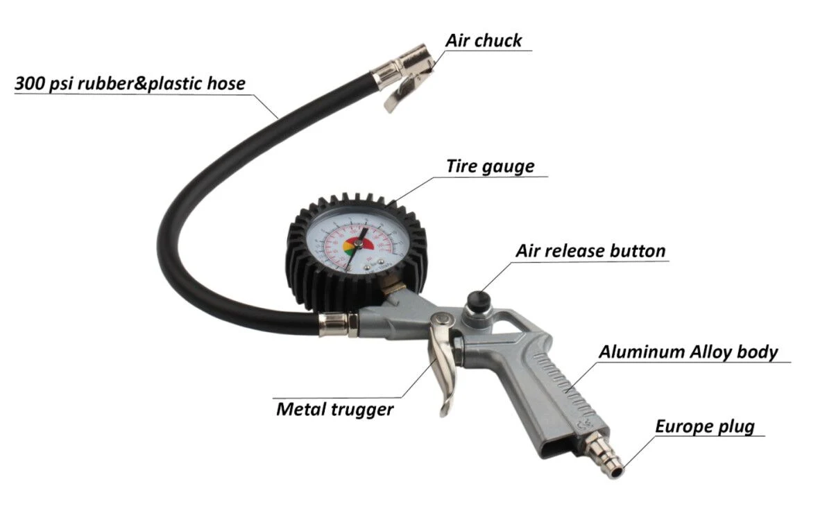 Xhnotion Pneumatic Airtools Pressure Gauge for Tire Pressure Measurement