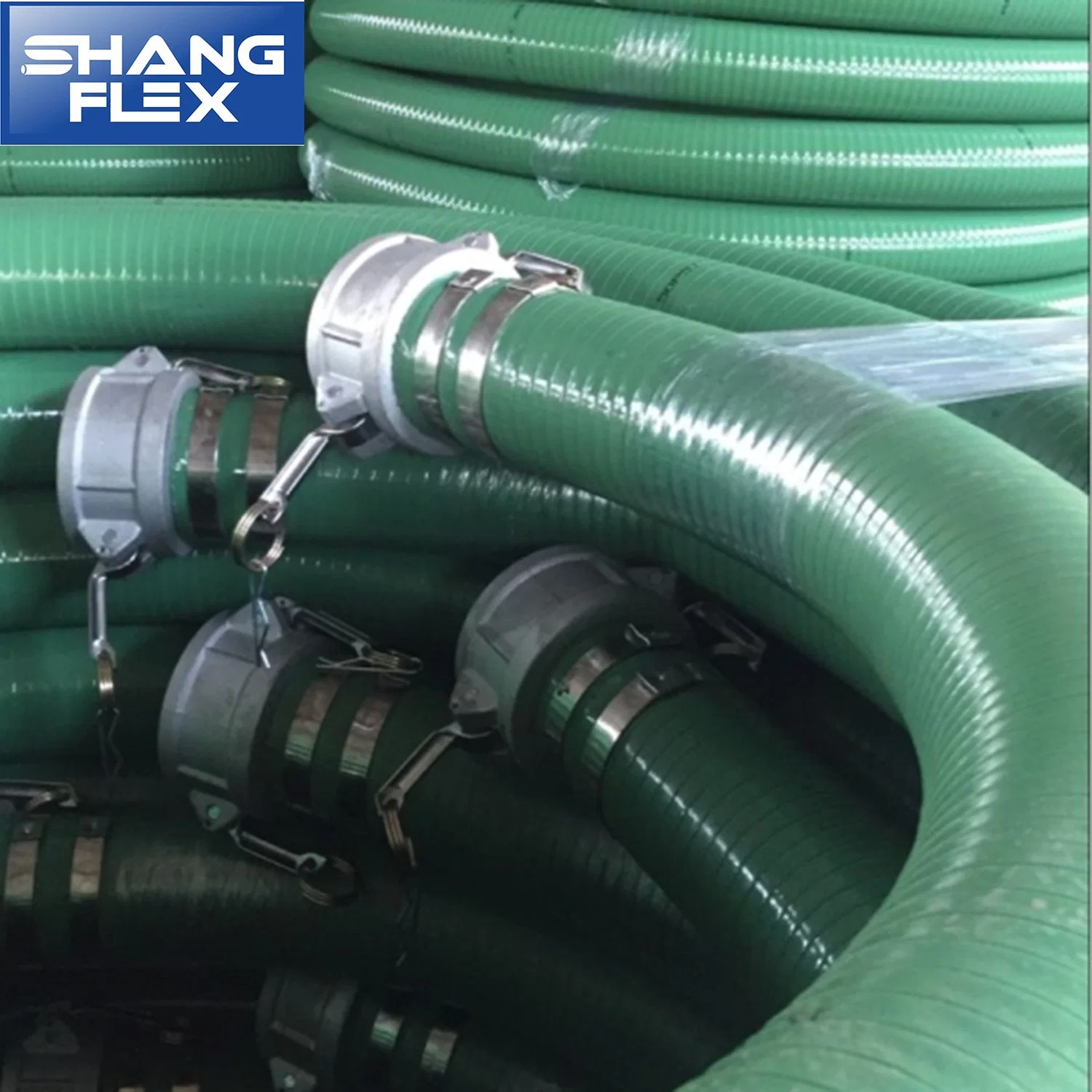 Green Reinforced Spiral PVC Suction Hose for High Vacuum Service and Septic Tank Service