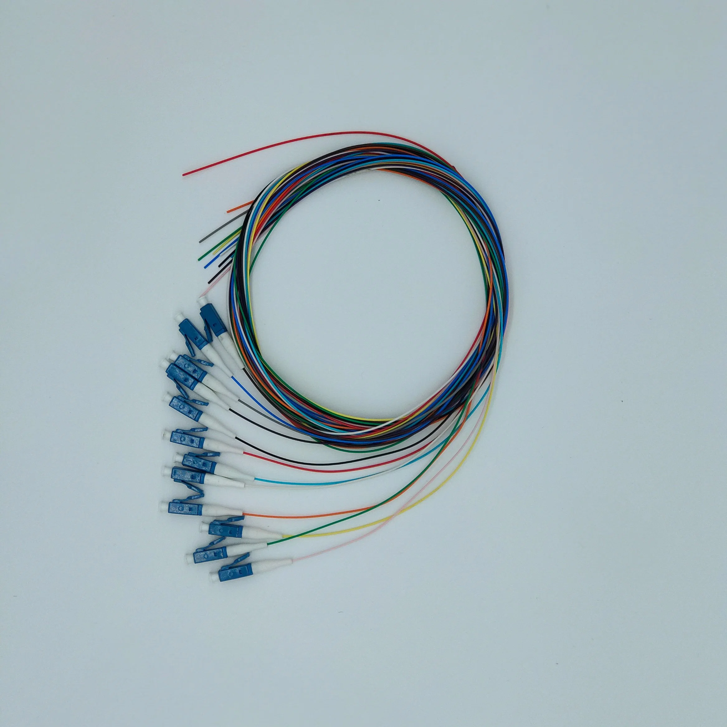 LC APC Upc 12 Core Single Mode Fibers Unjacketed Color-Coded Optic Cable Pigtail for Fiber Test Equipment, CATV, Cable Television