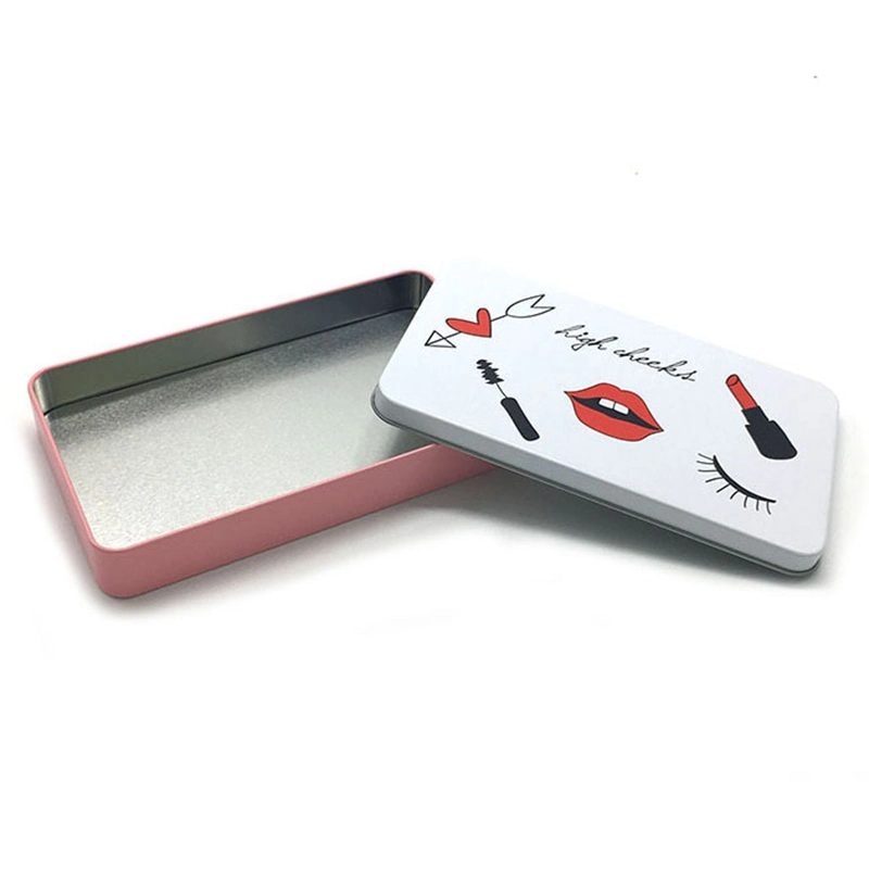 Pinceau à maquillage rectangulaire fin personnalisé pour sourcils emballage boîte en étain