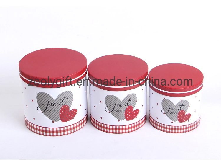 Custom Love Heart Printing Round Gift Box Set Wedding Decoration Paper Box