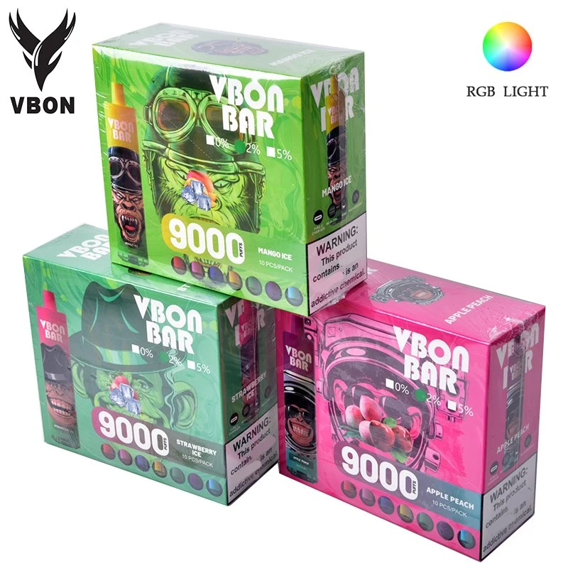 2023 Best-Sellers 9000 Puff Vbon Bar recargable 18ml VAPE con Luz RGB