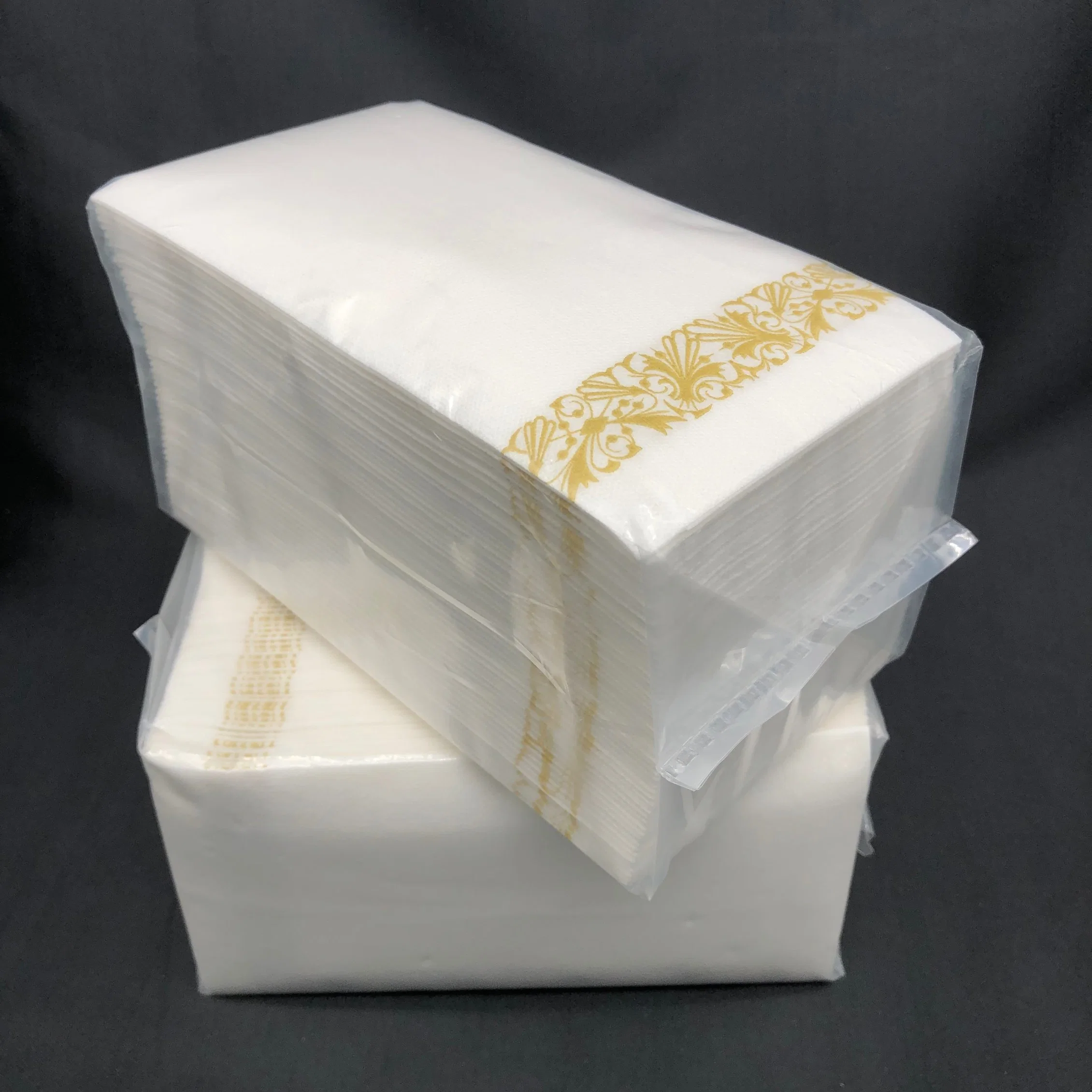 1ply Airlaid Gold Printed Logo Dinner Paper Napkins