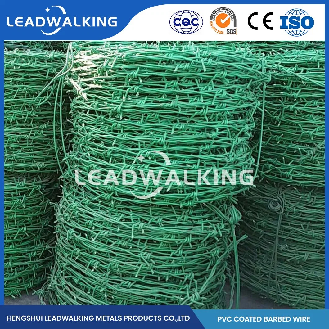 Leadwalking Alambrada recubierto de PVC fabricantes OEM Custom High-Tensile Galvanizado Alambre de Púas China 3mm revestimiento de plástico el alambre de púas