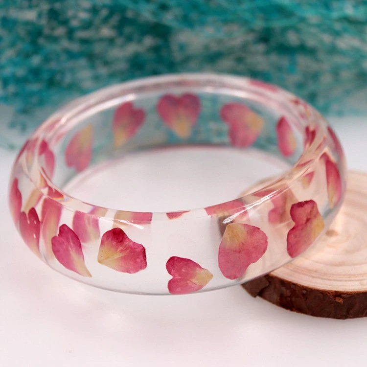 Artificial Epoxy Resin Transparent Natural Plant Real Flower Bracelet