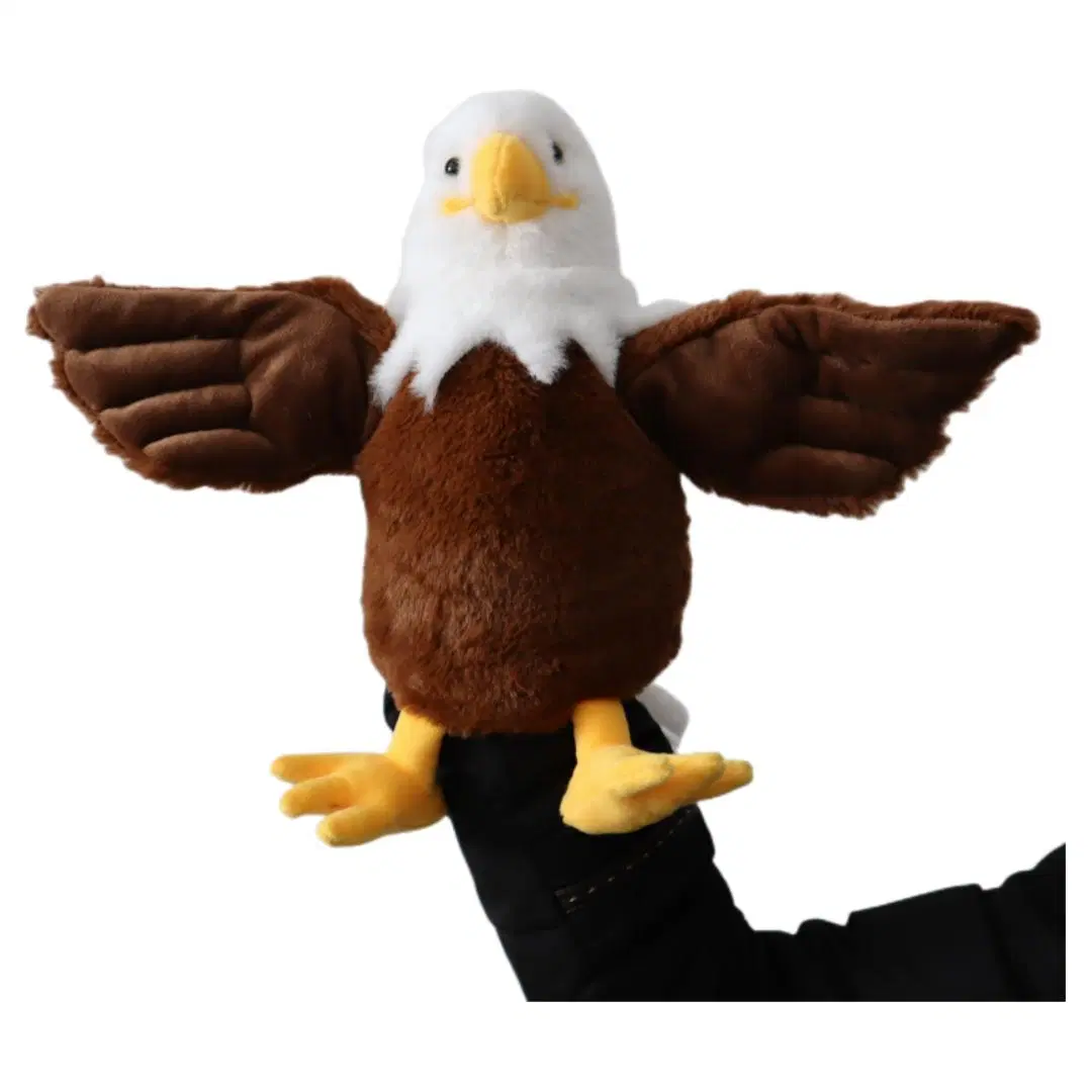 Wholesale Custom Plush Bird Doll Toys Kids Soft Stuffed Lifelike Animal America Bald Eagle Puppet White/Brown 26cm (H) Hand Puppets White Head Eagle