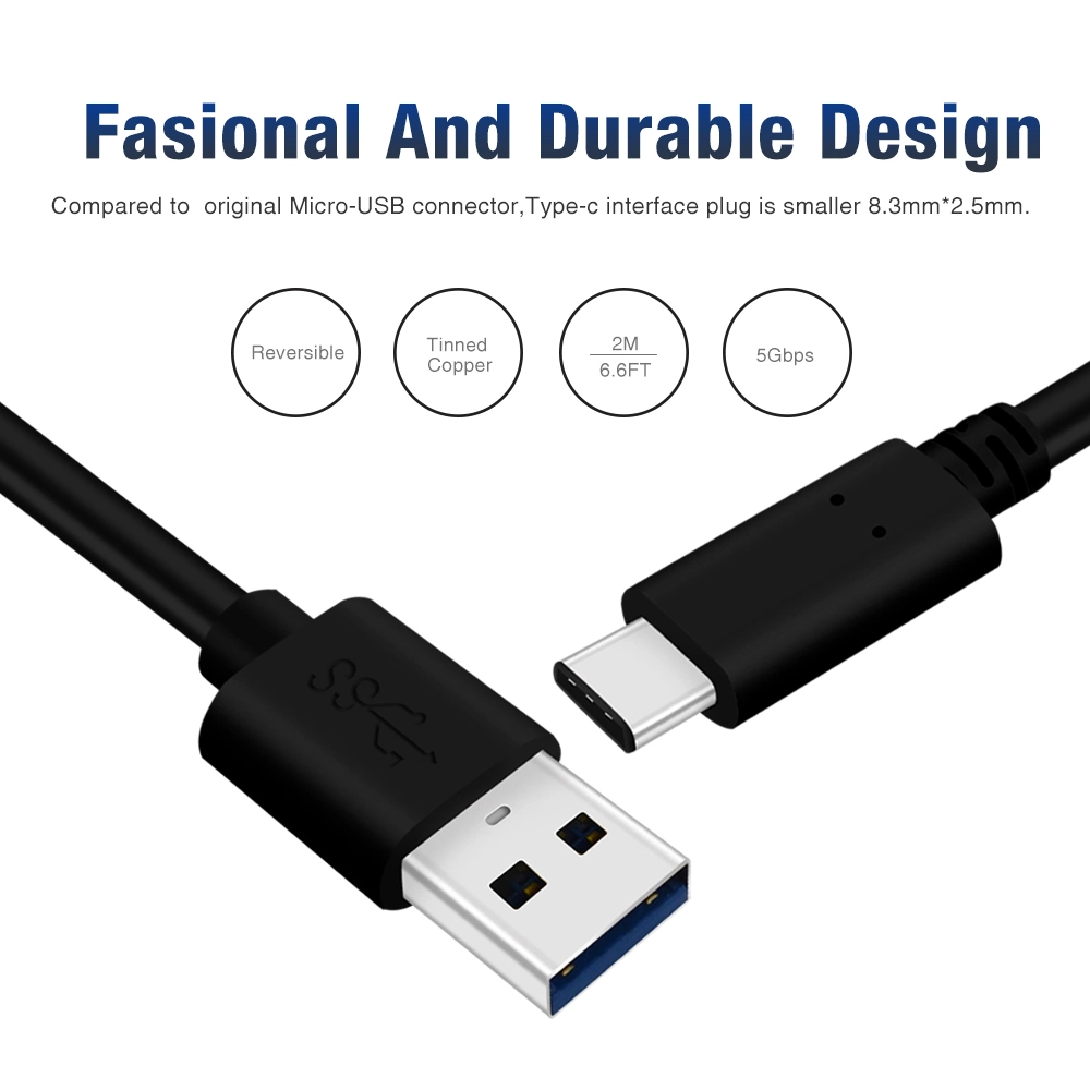 PVC 1m/2m Data Cable Wholesale/Supplier USB Type C Fast Cable Quick Charge 3.0 USB a to C Fast Charging for Mobile Phone