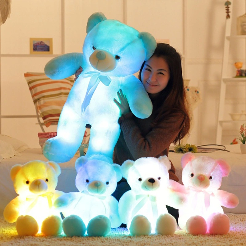 Amazon vende caliente de la luz creadora de brillante colorido LED de 30cm de osito de peluche juguete de peluche de regalo de Navidad