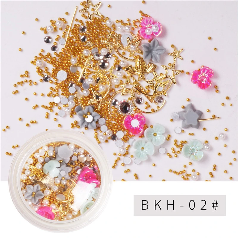 Nail Caviar 3D Staffil Steel Mini Nail Beads Shell Flower الديكور أكسسوارات مختلطة لصالون تجميل مانيكور المحترف