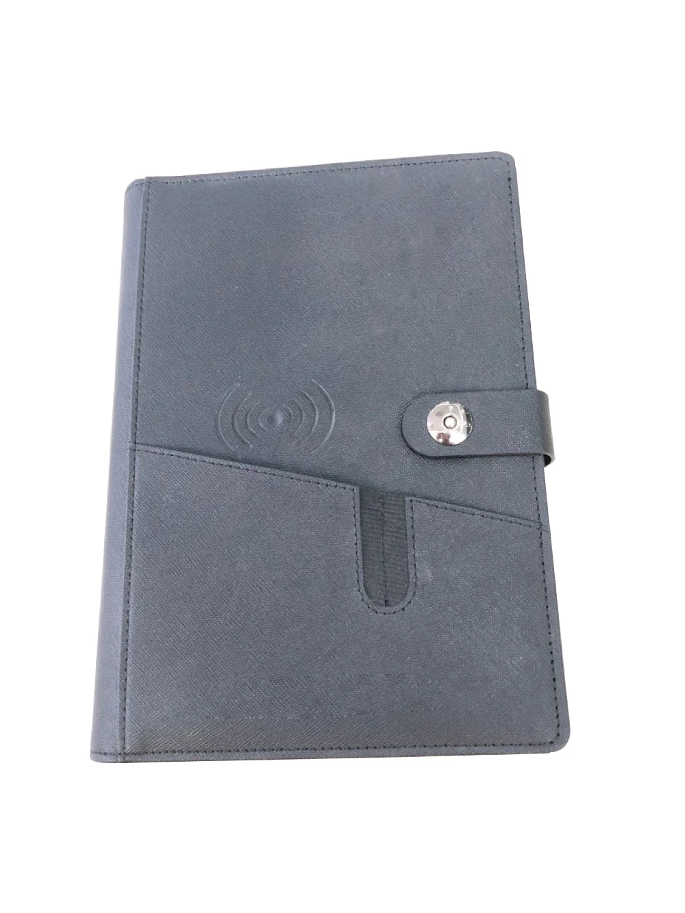 Grey PU Leather Notebook with Magnetic U Disk Buckle Business Daily Journal for Business Supply