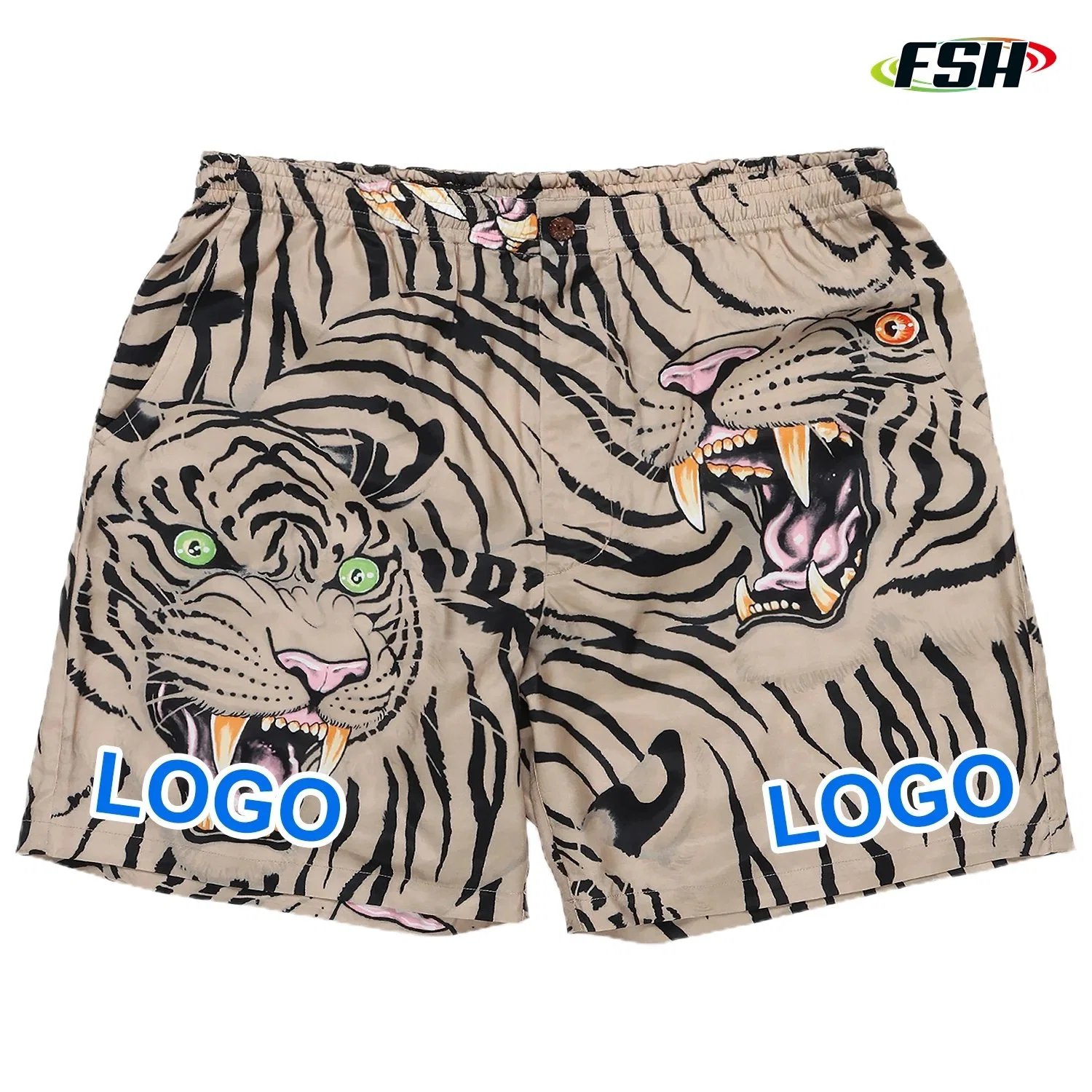 Mens Elastic Waist Summer Holiday Leisure Beach Shorts Hawaiian Allover Printed