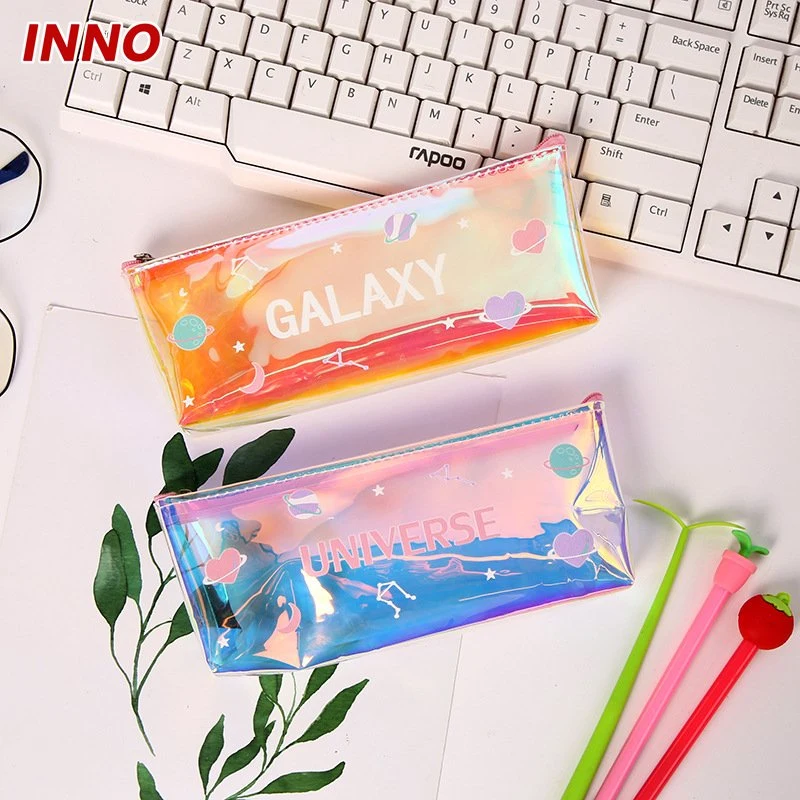 Factory Direct Selling Inno Brand R049# Colorful Laser PVC Letter Printing Pencil Storage Bag School Supplies Eco-Friendly