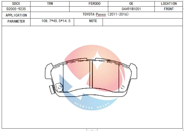 Sdcx D2005 Sistemas de Freio Fabricante ausência de poeira nenhum ruído de cerâmica pastilhas de freio para carros