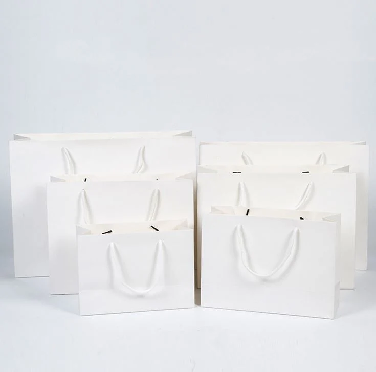 Kraft Shopping Bags with Black Logo Printing with Cotton Handles