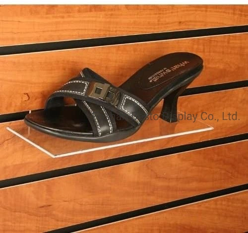 Acryl klar Schuh Regal für Slatwall Panel in Schuhen verwendet Store Display aus schlagfestem Acryl geperlt