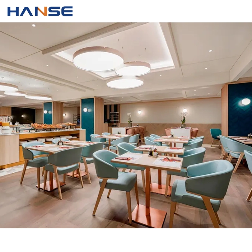 Hot Sale Engineering Project Customization Modern 5 Star Hotel Wooden Restaurant Table and Chair Indoor Furniture