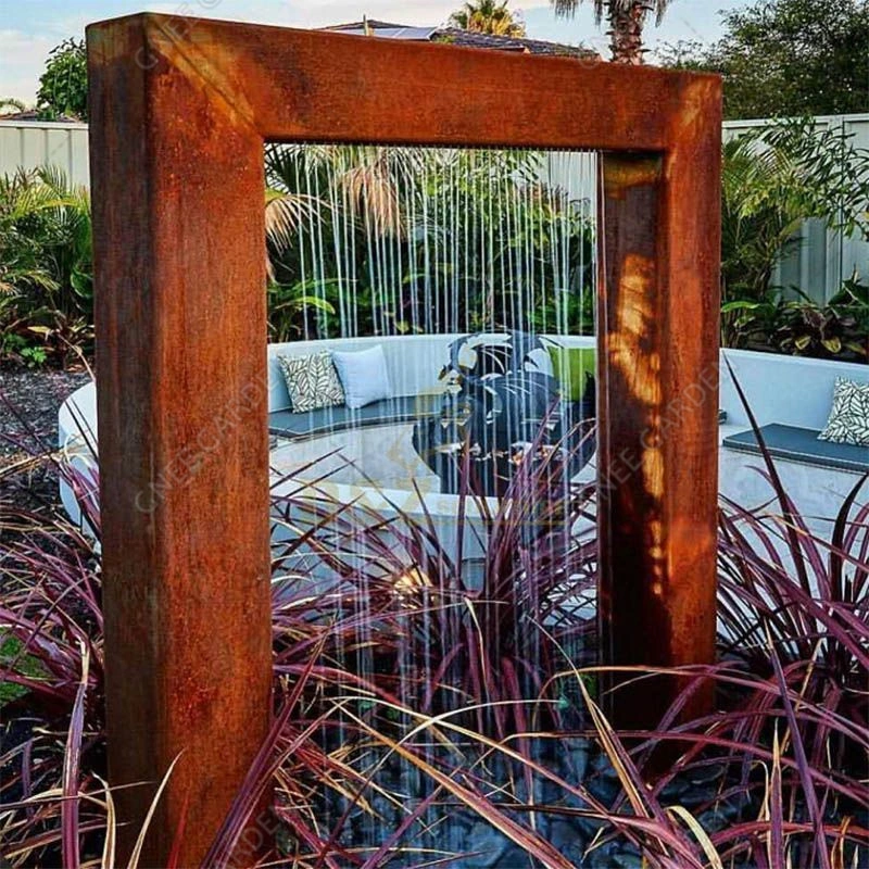 Outdoor Corten Steel Waterfall Water Fountain for Home Garden Landscape