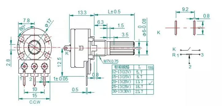 Fan Speed Controller B500K 10K 148 K2 Rotary Potentiometer with Switch