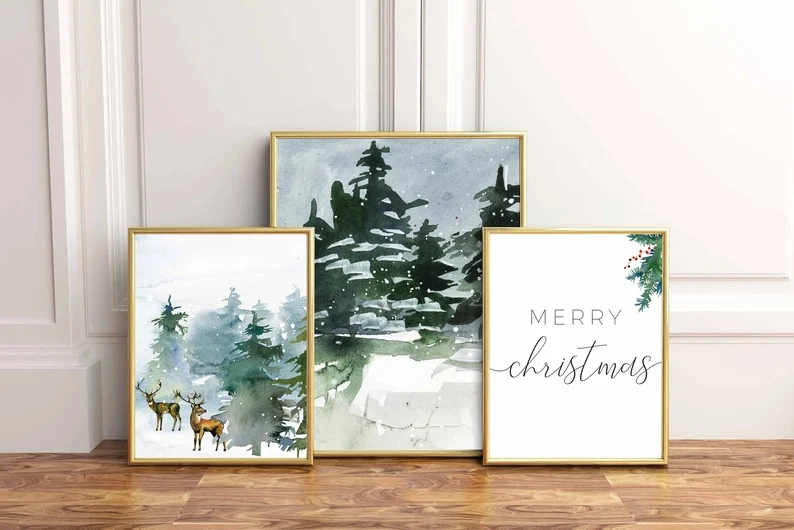 El arte de la pared de Navidad, Navidad Printable y Don, Árbol de Navidad Imprimir, decoración, Decoración de vacaciones de invierno