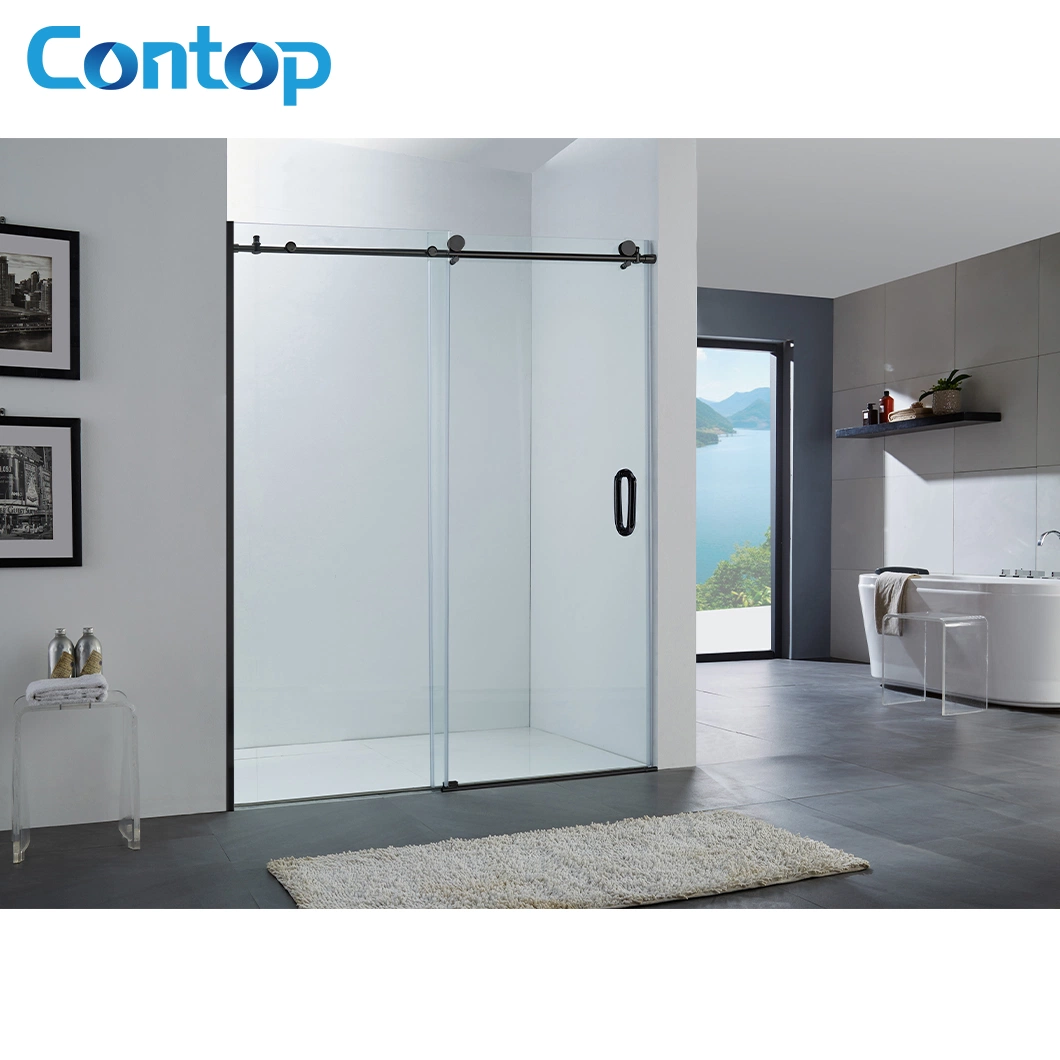 Australian Standard Watermark Bathroom Household Stainless Steel Tempered Glass Shower Room with Black Frame