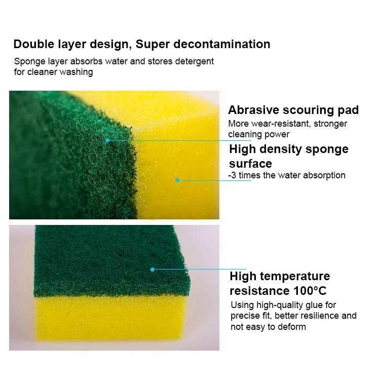 Best Price Dish Pan Pot Washing Scrub Sponge Kitchen Thick Scrubber Pad Cleaning Scouring Sponge Pads Scourer Sponges