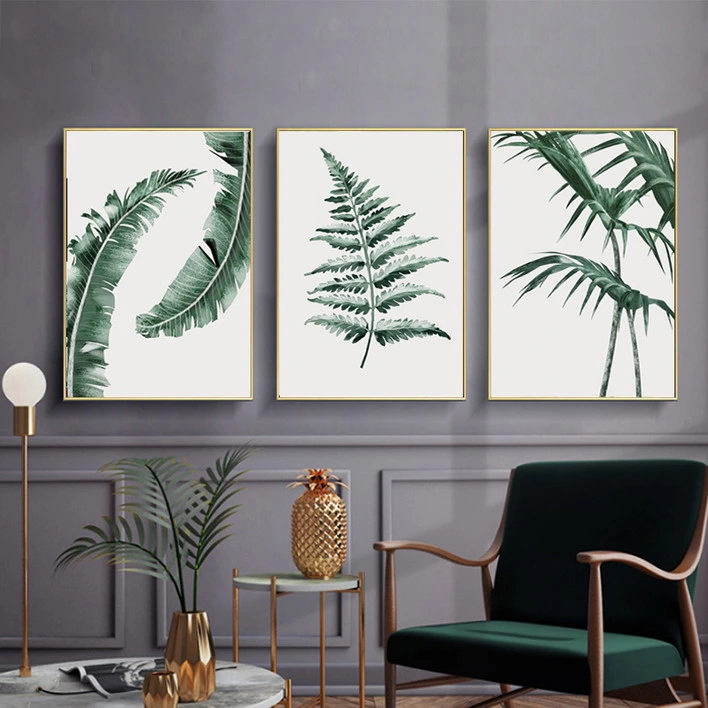 Abstract Golden Plant Leaves Picture Wall Poster Modern Style Canvas Print Painting Art Aisle Living Room Unique Decoration